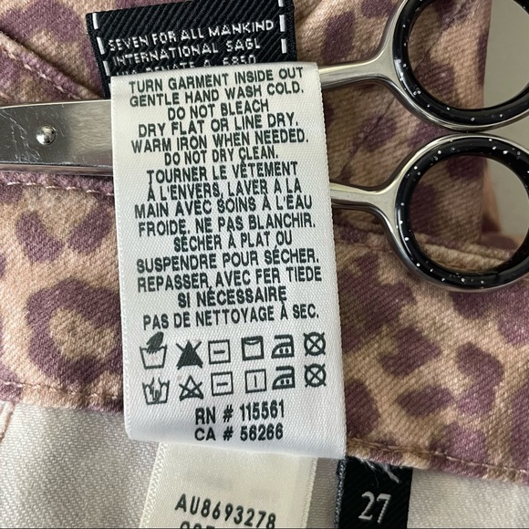 7 FOR ALL MANKIND NWT THE HIGH WAIST ANKLE SKINNY LEOPARD PRINT BROWN JEANS 27 - Picture 10 of 11
